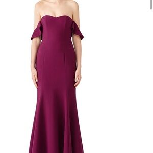 Likely Burgundy Off Shoulder Mermaid Maxi Gown Formal Prom Bridesmaid Dress